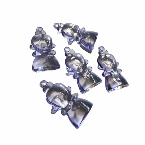 20 Bonecas Bebê De Acrílico Para Chaveiro Lilás - 4cm.
