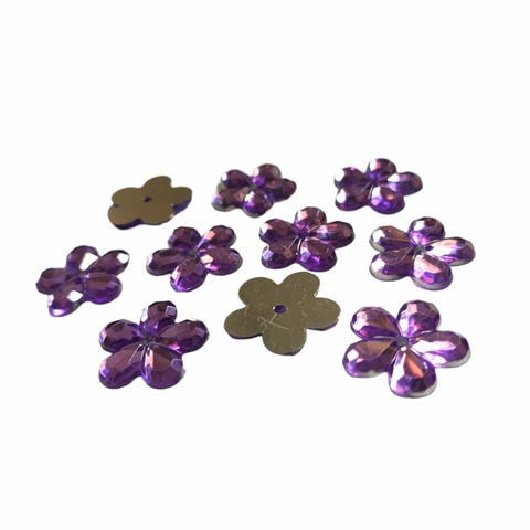 50 Aplique Chaton Florzinha Lilás Para Artesanato 15mm.