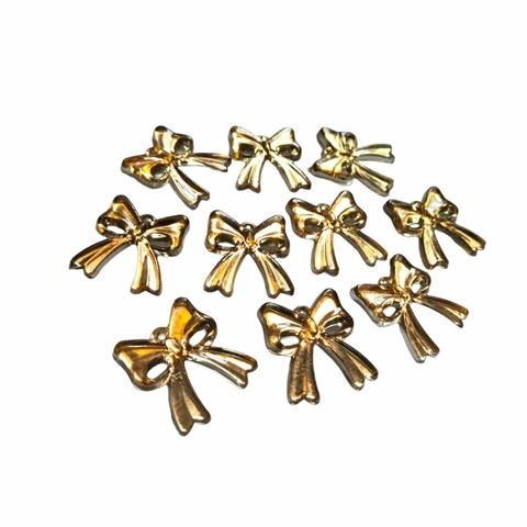 10 Apliques Chaton Lacinho Dourado Para Artesanato 25mm.