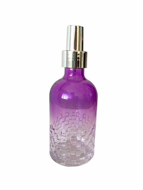 Frasco Mosaico De Vidro Fúcsia 200 ml - Tampa Spray Prata