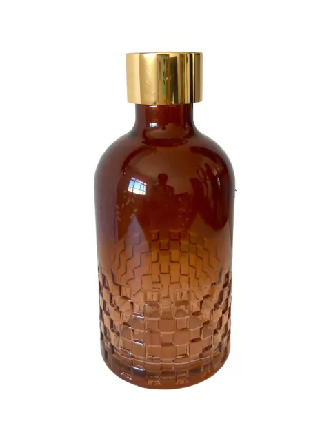 Frasco Mosaico De Vidro Ambar 200 ml - Tampa Difusor Dourada