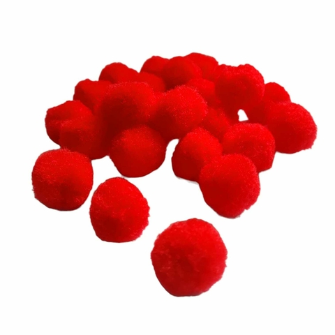 Pompom De Pelúcia Vermelho 20mm. - 25 Unidades