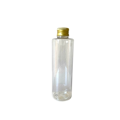 Frasco De Plástico 100ml. Com Tampa Metálica Dourada