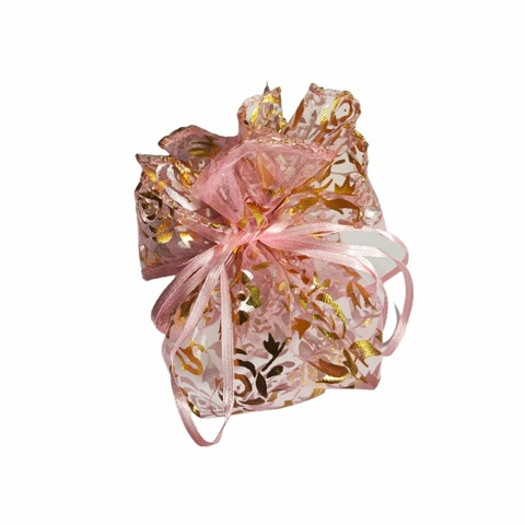 Embalagem Tecido De Organza Redondo Rosa - 33cm. - 10 Unidades