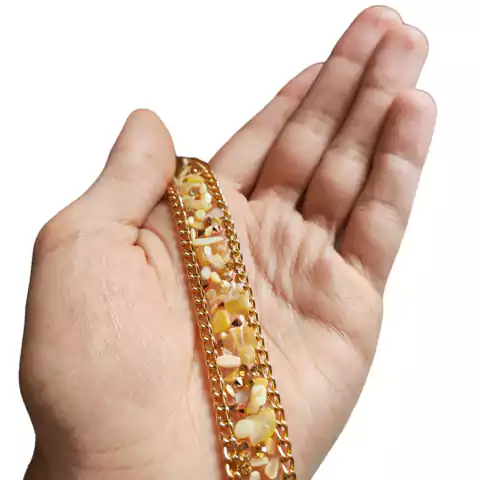 Manta de pedraria e cascalhos cor Creme com dourado 1 metro