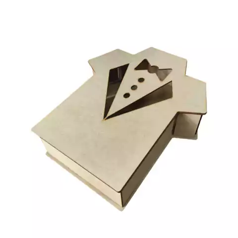 Caixa De MDF Cru Com Desenho De Smoking -