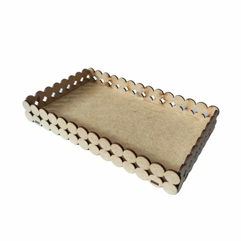 Bandeja Retangular Modelo Pérola Em MDF Cru - 20X12X03cm