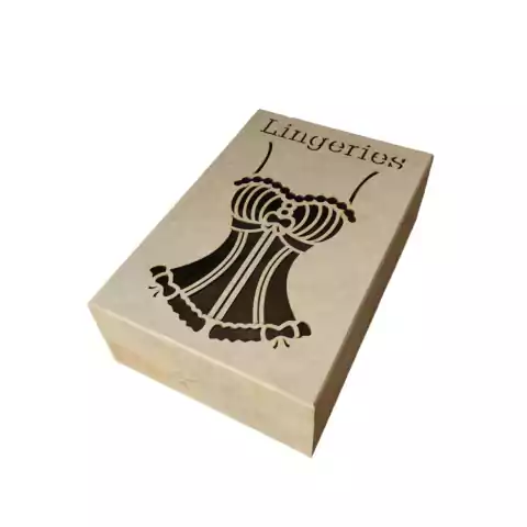 Caixa Lingeries Em MDF Cru Vazada À Laser - 30x20x09cm.