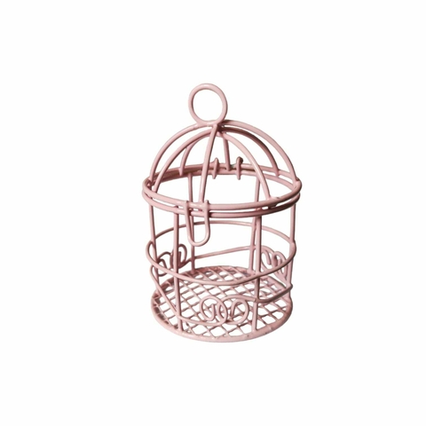 Mini Gaiola Aramada Rosa Para Lembrancinhas E Decoração - 8x5,5cm.