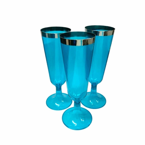 Taça Descartável De Luxo Azul Para Festas 16cm. - 8 Unidades