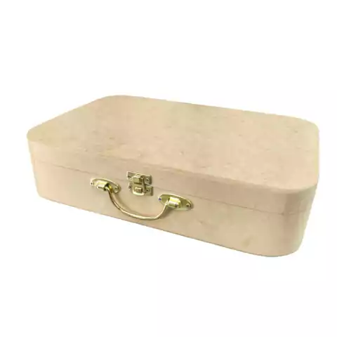 Maleta De MDf Retangular E Cantos Arredondados Com Alça De Metal - 31x20x07cm.
