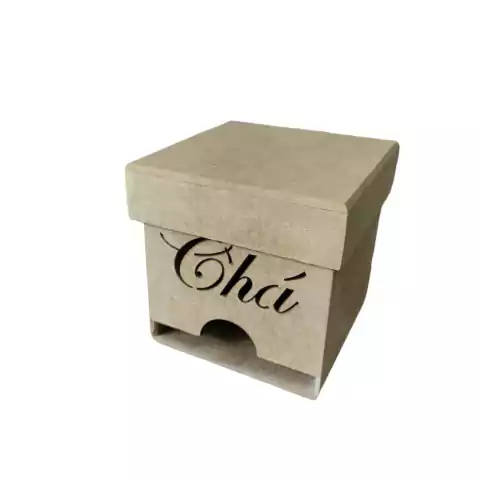Caixa Chá Mini Com Tampa Em MDF Cru Vazada À Laser 09x09x09 cm.