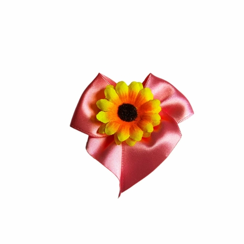 Laço De Tecido Cetim Decorado 7cm. Rosa - 6 Unidades Festa Junina