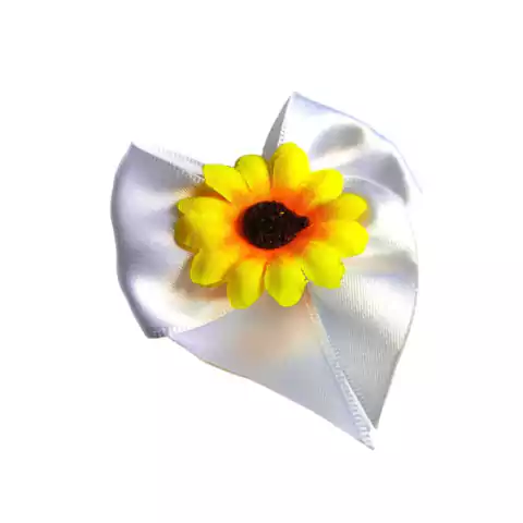 Laço De Tecido Cetim Decorado 7cm. Branco - 6 Unidades Festa Junina