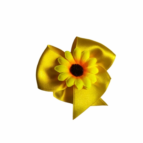 Laço De Tecido Cetim Decorado 7cm. Amarelo - 6 Unidades Festa Junina
