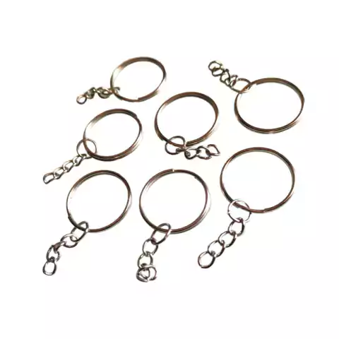 Argola Para Chaveiro Prateada Com Corrente 20mm.- 100 Unidades