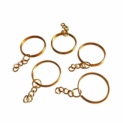 Argola Para Chaveiro Dourada Reforçada Com Corrente 25mm.- 1000 Unidades