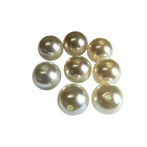 Pérola ABS Com Furo Passante Cor Marfim 12mm