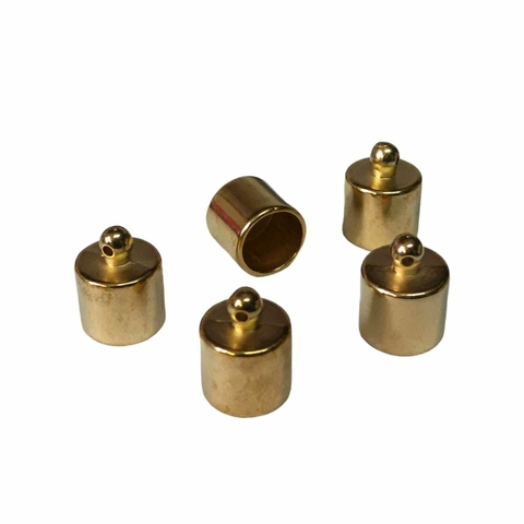 Ponteira Terminal De Metal Com Furo Dourada 20mm - 10 Unidades