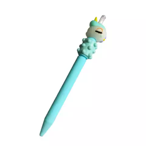 Caneta Massageadora Com Ponteira Modelo De Unicórnio Cor Verde Água