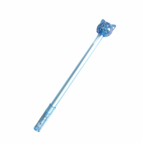 Caneta Com Ponteira Modelo De Gatinho Cor Azul Claro