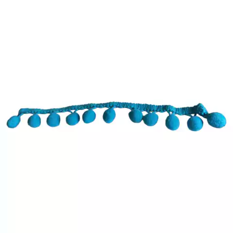 Fita Grelot Cordão De Pompom Decorativo Azul Turquesa - 1 Metro