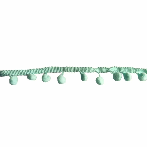 Fita Grelot Cordão De Pompom Decorativo Verde Água - 1 Metro