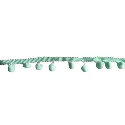 Fita Grelot Cordão De Pompom Decorativo Azul Bebê - 1 Metro