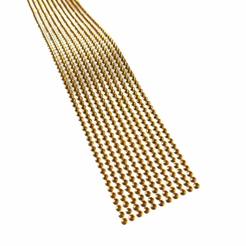 Cartela De Strass Dourado Brilhante 4mm. Adesivo - 693 Unidades Na Cartela