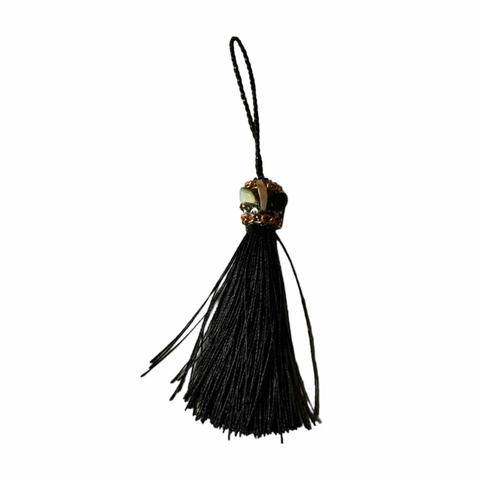Pingente Tassel Decorado Para Vidros E Chaveiros 9cm. - Preto