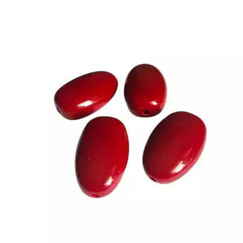 4 Contas De Pedras Vermelha Com Furo Passante - 40x25mm.