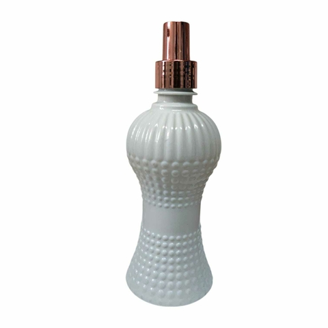 Frasco Cinturinha Plástico Cor Branco 250ml - Válvula Spray Cromada Rosê Gold