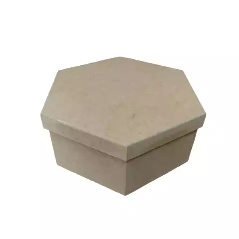 Caixa Sextavada De MDF Cru Com Tampa Solta 20x20x9cm.