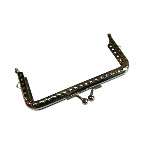 Fecho Da Vovó Furado P/ Costura Bolsa Armação Vintage 10,5cm. Quadrado Prata