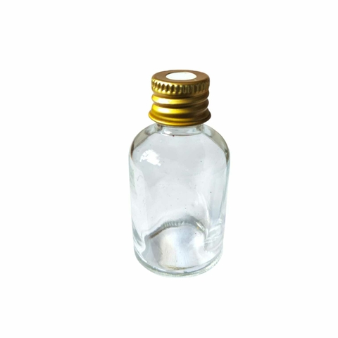 Frasco De Vidro Difusor 30ml Com Tampa Metálica Dourada