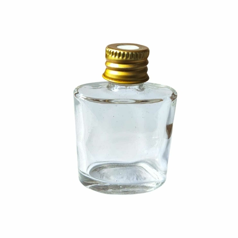 Frasco De Vidro Difusor 30ml Com Tampa Metálica Dourada