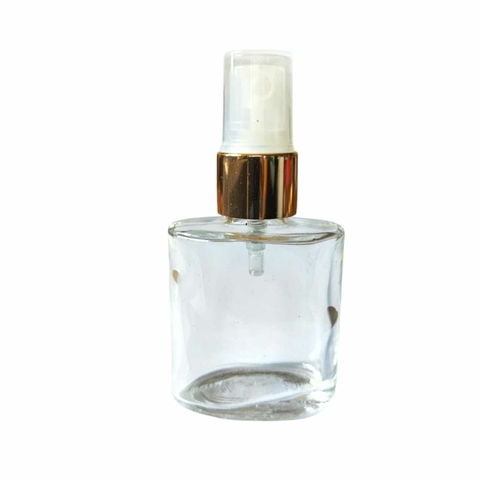 Frasco De Vidro 30ml Com Válvula Spray Dourada