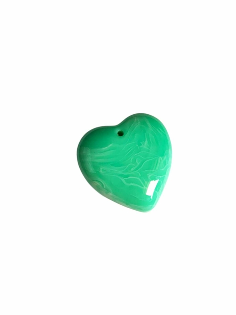 Pingente Coração De Resina Com Furo Passante 6cm. - Verde Claro