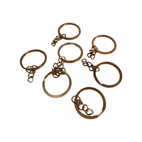 1000 Unidades De Argola Para Chaveiro Italiana Dourada Com Corrente 25mm