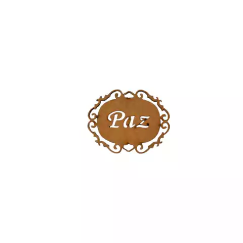 Aplique De MDF Cru Plaquinha Palavra Paz - 60x45mm