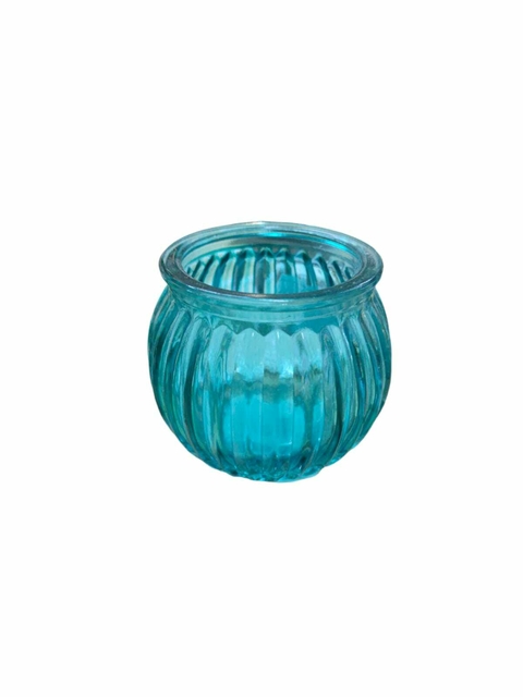 Pote Porta Vela de Vidro Azul 5 x 4 cm