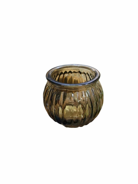 Pote Porta Vela de Vidro Marrom 5 x 4 cm