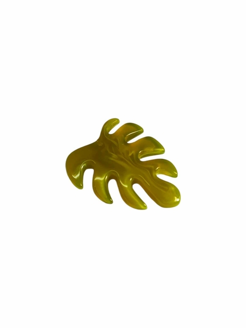 Pingente Folha De Resina Com Furo Passante 6cm. - Verde