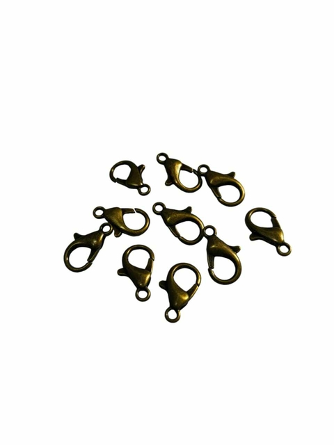 Fecho Lagosta Para Bijuterias - 10 Unidades - Ouro Velho 10mm