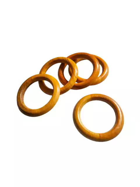 Argola De Madeira 5 Unidades - 70mm