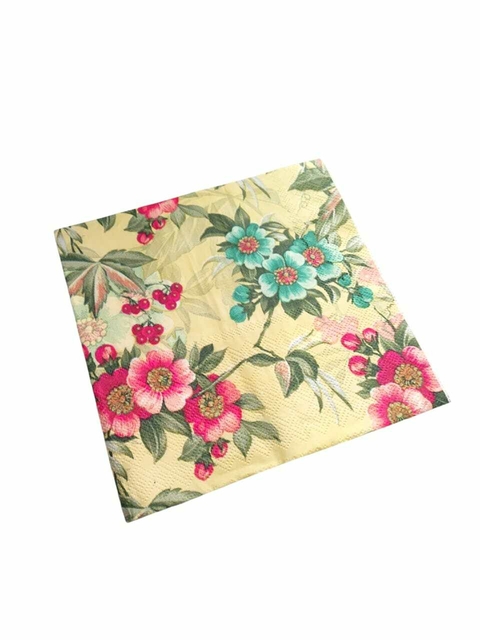 Guardanapo Estampado Para Decoupage E Artesanatos - 33x33cm Estampa De Flores