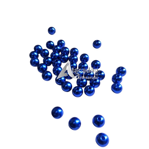 Pérola ABS Azul Escuro 8mm - Com Furo Passante