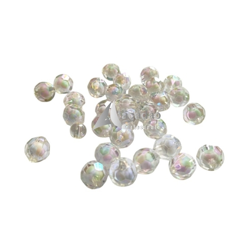 Bola Acrílica Cristal Multifacetada Com Miolo 12mm Branca Furta-cor - Bola Passante