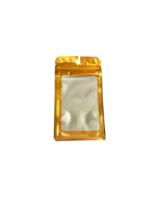 Saquinho Metálico Dourado Com Visor E Fecho Ziplock Com Furo - 14x8cm 1 Unidade