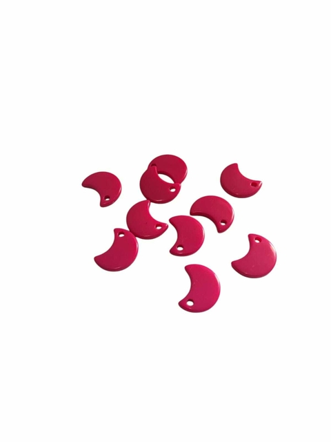 Pingente Lua De Plástico 20mm Pink - Com Furo Passante